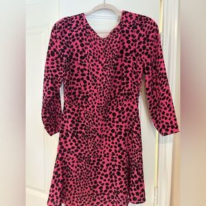 Rixo hot pink leopard mini dress
